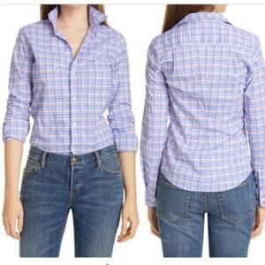 Frank & Eileen NWOT Barry Crinkle Plaid Blue Pink Button Up LS Shirt Size L
